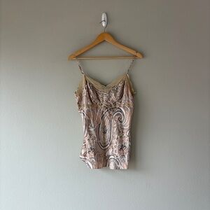 vintage y2k silk NY&Co. beige pink paisley camisole top